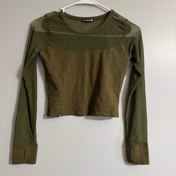 Sugar and Brono Olive Green Emo Crop Top Size XS - Picture 1 of 8